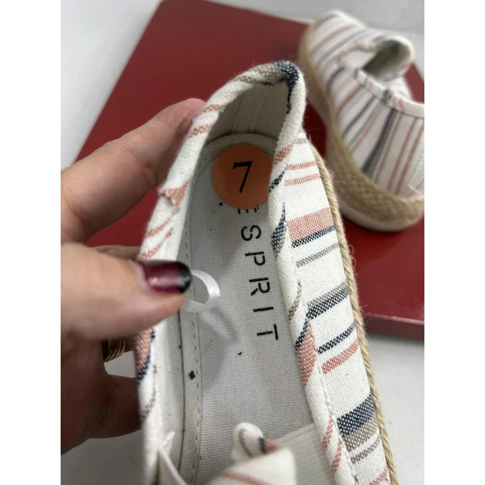 Esprit Shoes Womens Size 7 Striped Canvas Espadrilles Flat Slip On Summer Casual